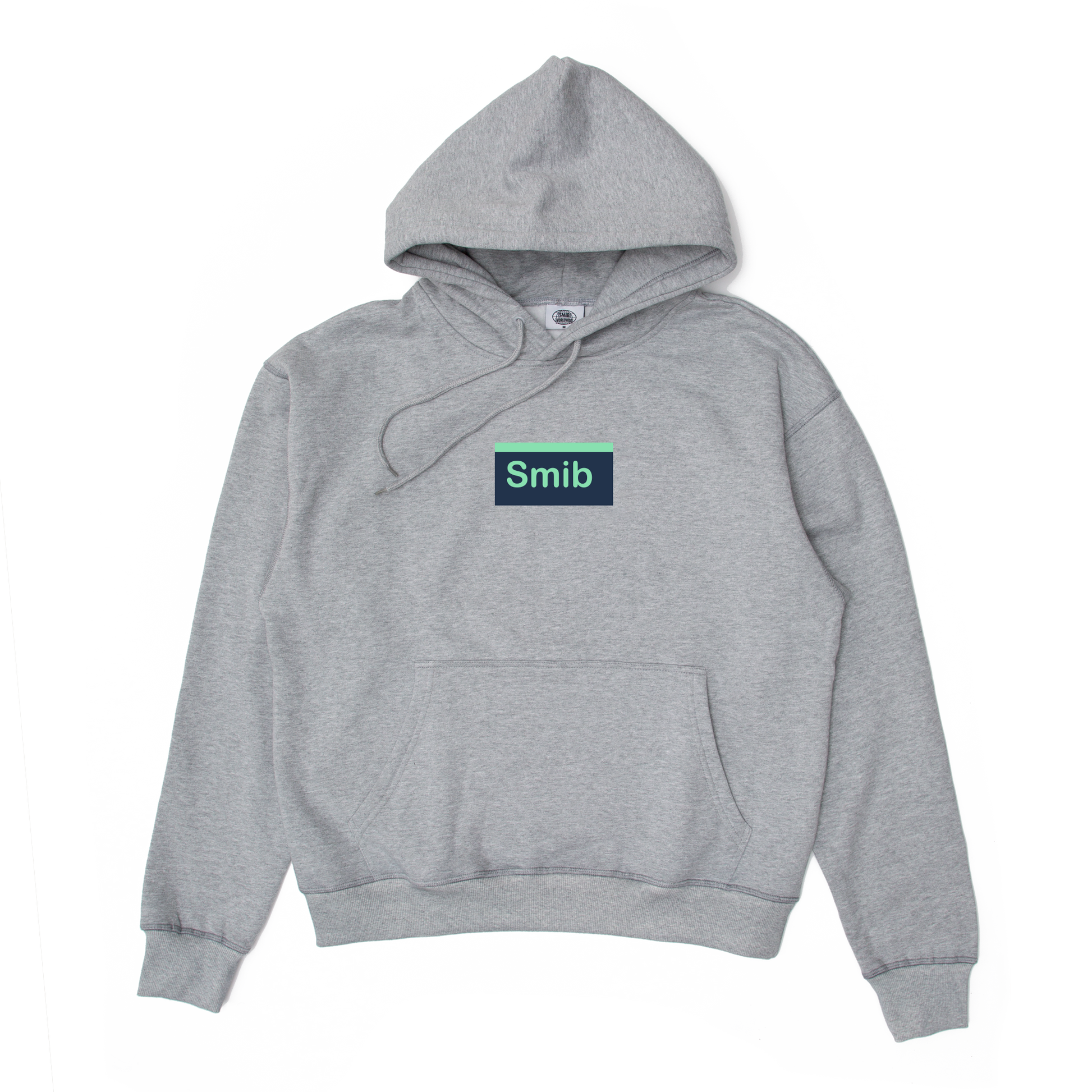 Smib x Mascotte FUCK OV Hoodie in grey melange with Smib logo on front, kangaroo pockets, ribbed cuffs, and embroidered hood logo.