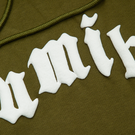 Ol' Sumibu Puff Hoodie | Army Green - Ivory